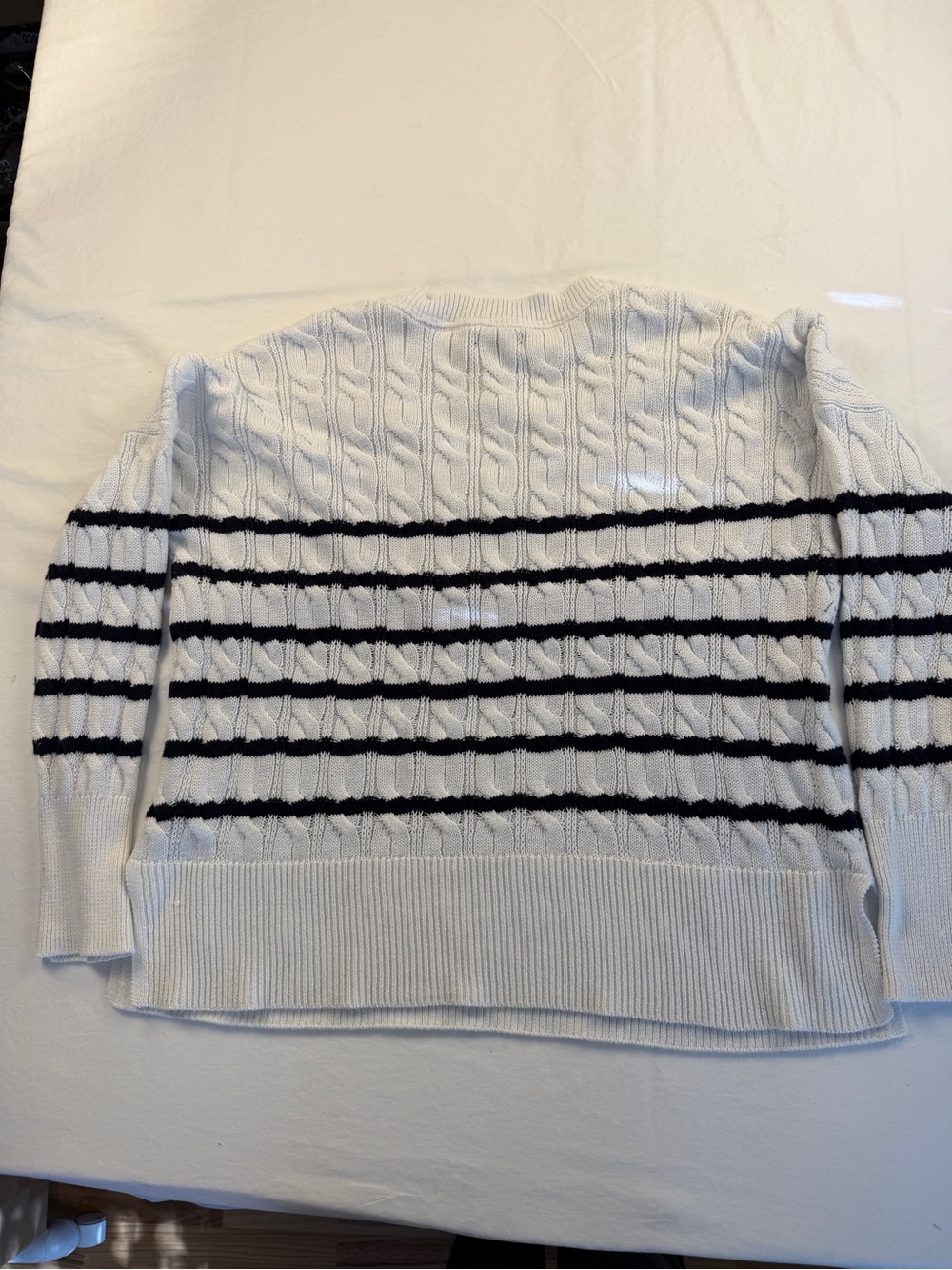 Jones New York White Cable Knit Pullover